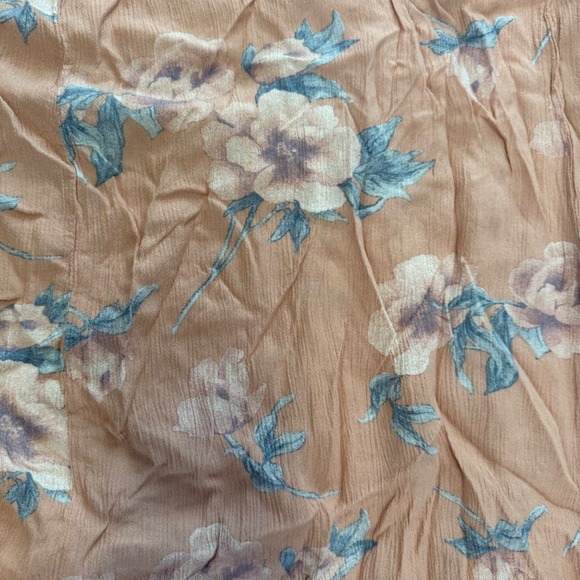 American Eagle Floral Maxi Dress Peach Pink Blue Slit Spaghetti Strap Large - Picture 5 of 6